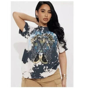 Fashion Nova Size S Hardcore Bleached Graphic Print T-Shirt. New With Tags
